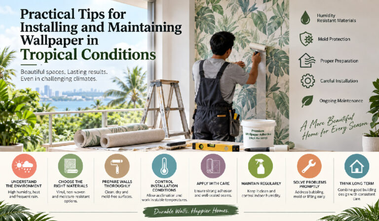 Practical Tips for Installing and Maintaining Wallpaper in Tropical Conditions Practical Tips for Installing and Maintaining Wallpaper in Tropical Conditions